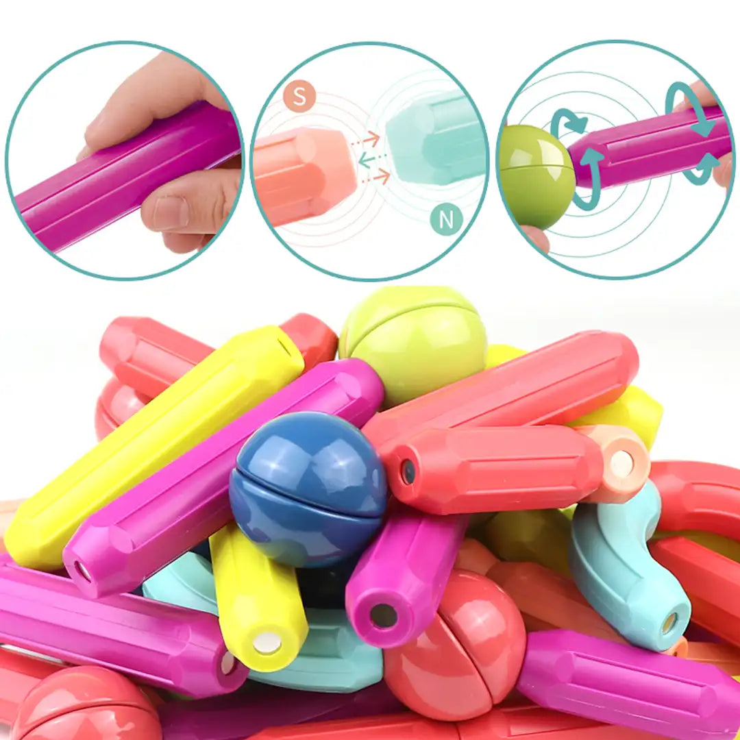 Juego Magnético de 64 piezas De Construcción Para Niños 👶
