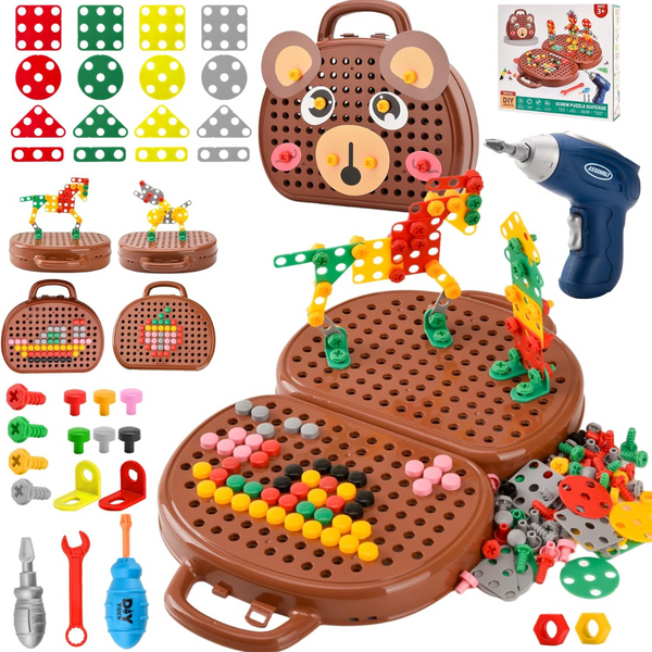 Set Taladro Didáctico 3D Montessori (252 piezas) (PAGO CONTRA ENTREGA)
