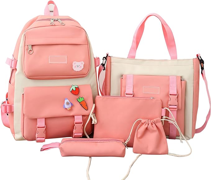MOCHILA KAWAII DE 5 PIEZAS MULTIFUNCIONAL