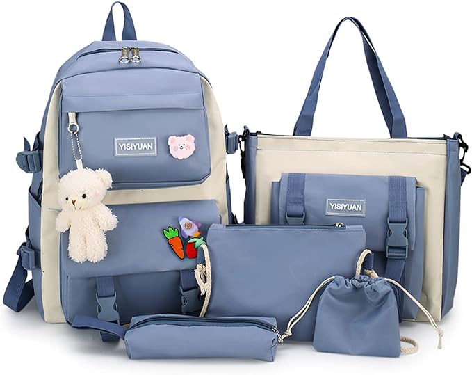 MOCHILA KAWAII DE 5 PIEZAS MULTIFUNCIONAL