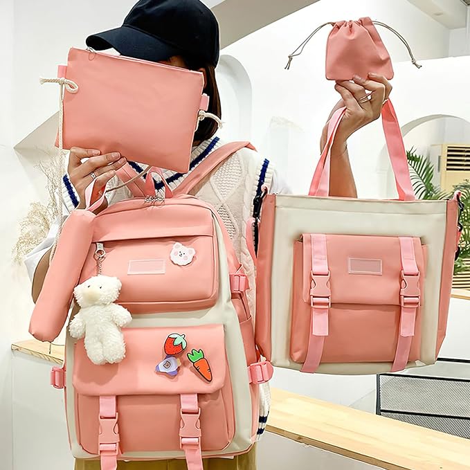 MOCHILA KAWAII DE 5 PIEZAS MULTIFUNCIONAL
