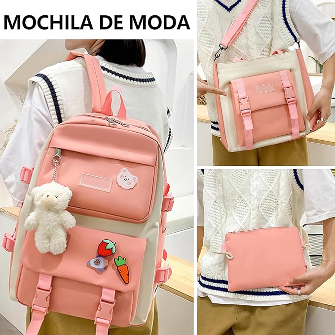 MOCHILA KAWAII DE 5 PIEZAS MULTIFUNCIONAL