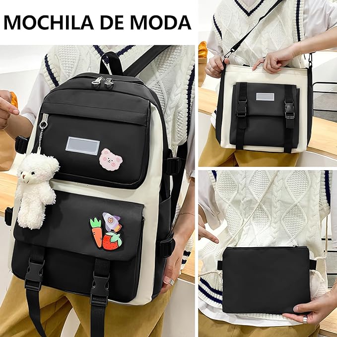 MOCHILA KAWAII DE 5 PIEZAS MULTIFUNCIONAL