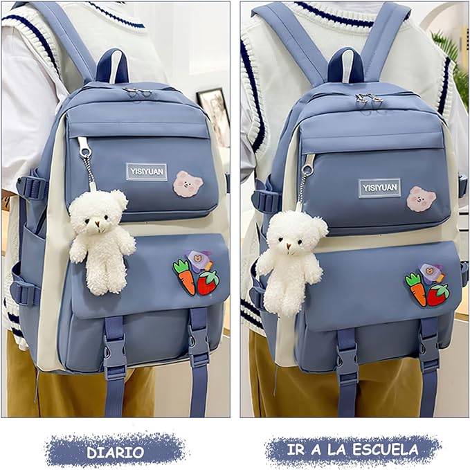 MOCHILA KAWAII DE 5 PIEZAS MULTIFUNCIONAL