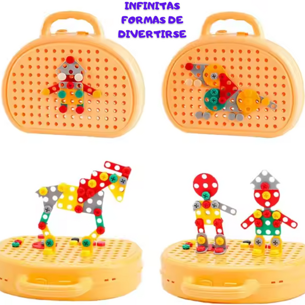 Set Taladro Didáctico 3D Montessori (252 piezas) (PAGO CONTRA ENTREGA)