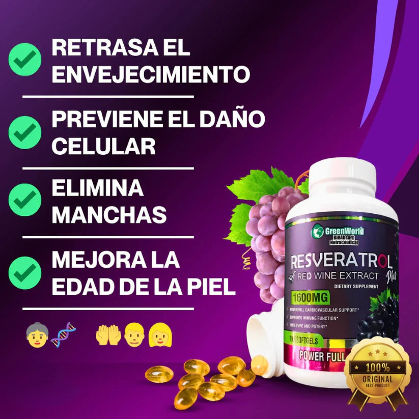RESVERATROL PLUS™- RENUEVA TU VITALIDAD Y JUVENTUD