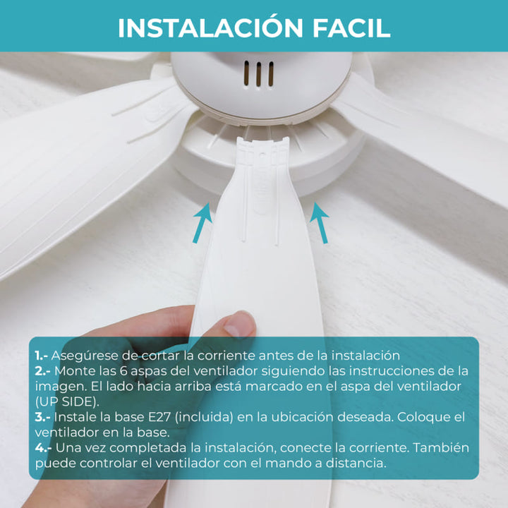FOCO VENTILADOR SMART LED DE 6 ASPAS - (PAGO CONTRA ENTREGA)